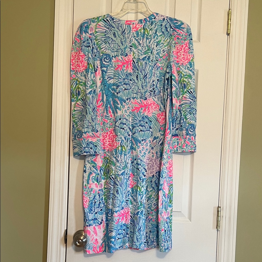 Lilly Pulitzer Coral Reef Print Shift Dress - Blue, Pink, Green - Picture 3 of 4